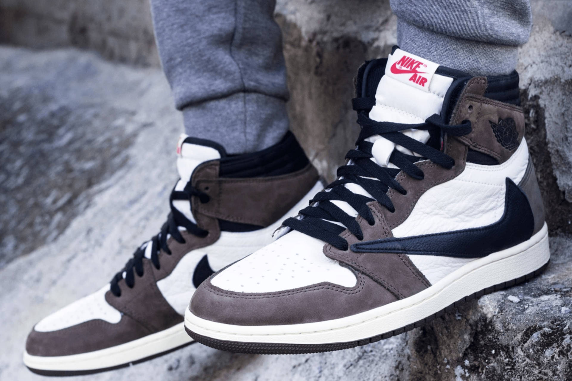 Cactus Jack Travis Scott Jordan 1 On Rock Background