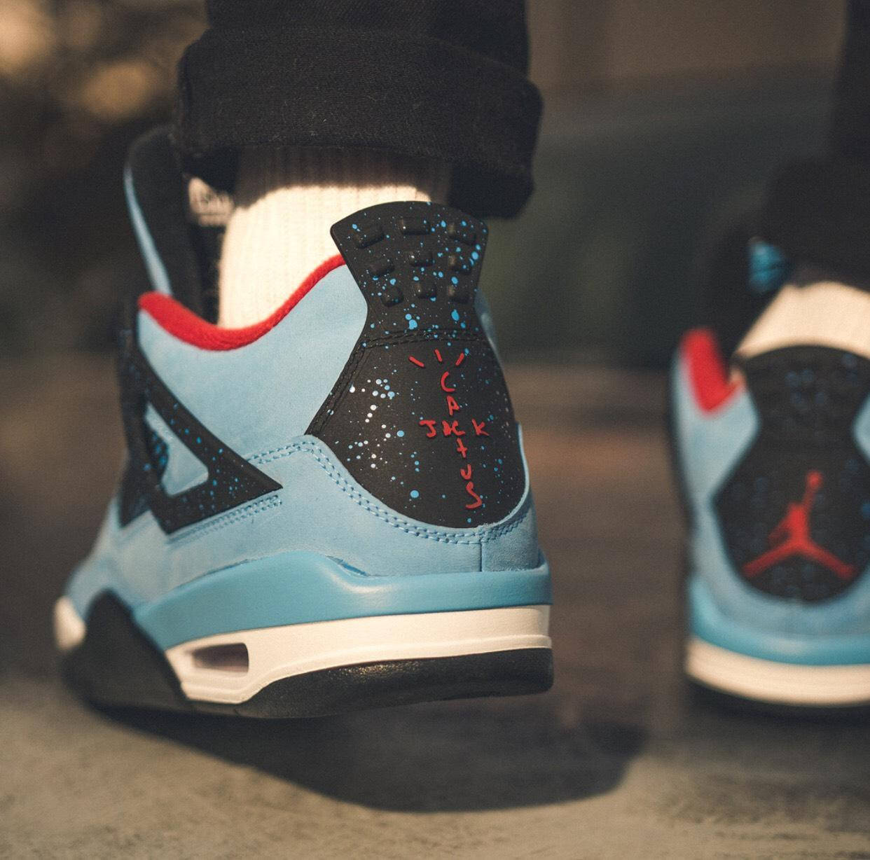 Cactus Jack Travis Scott Jordan 4 Logo On Back Background