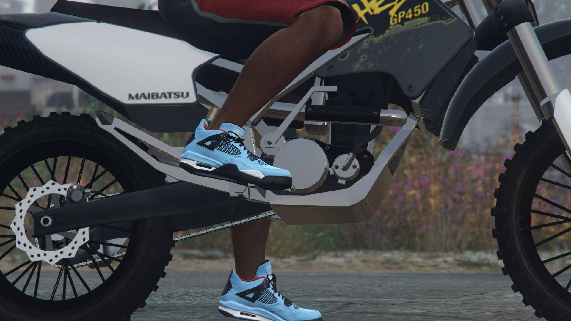 Cactus Jack Travis Scott Jordan 4 On Motorcycle Background