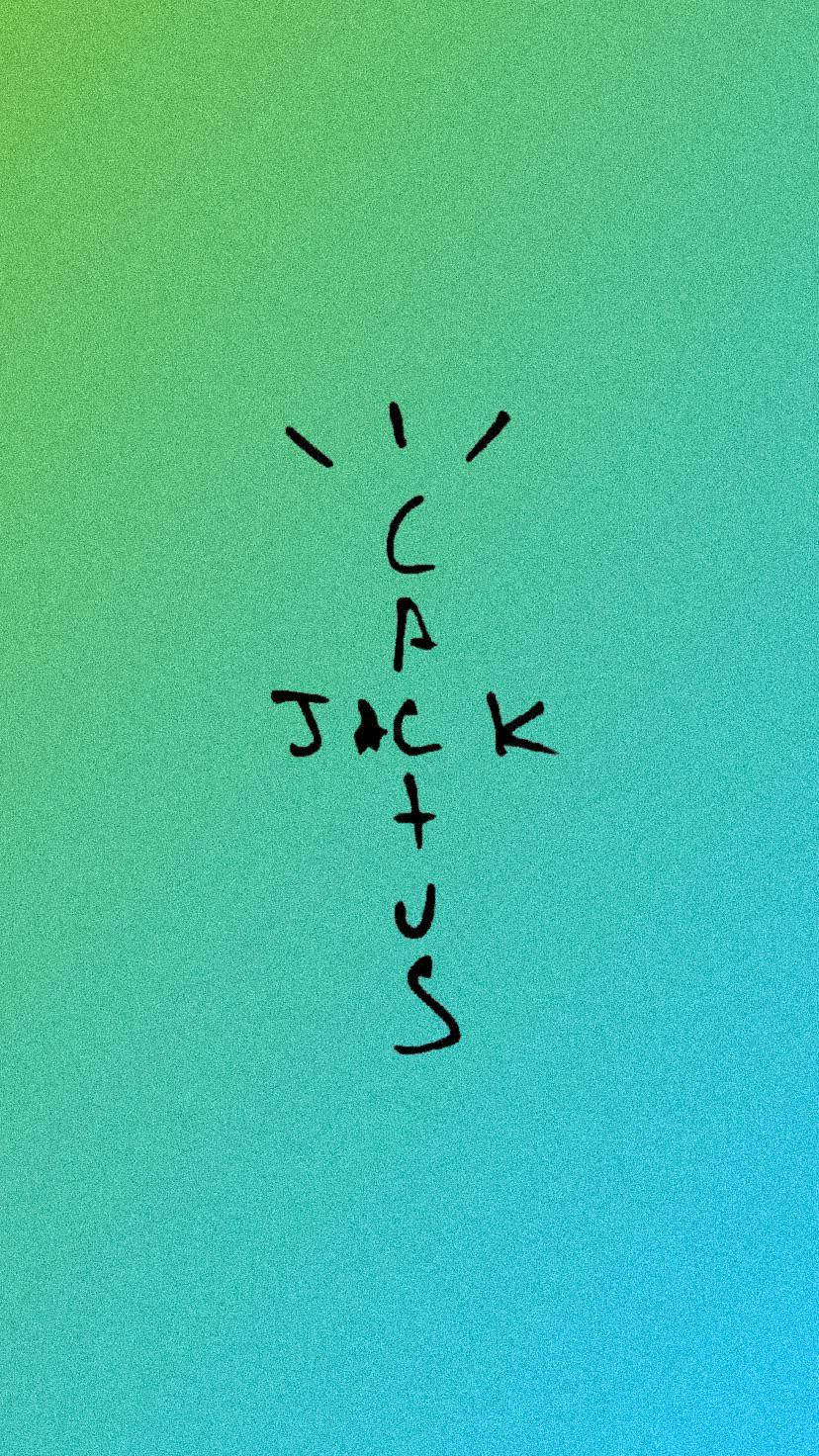 Cactus Jack Travis Scott Text Logo Green And Black Background