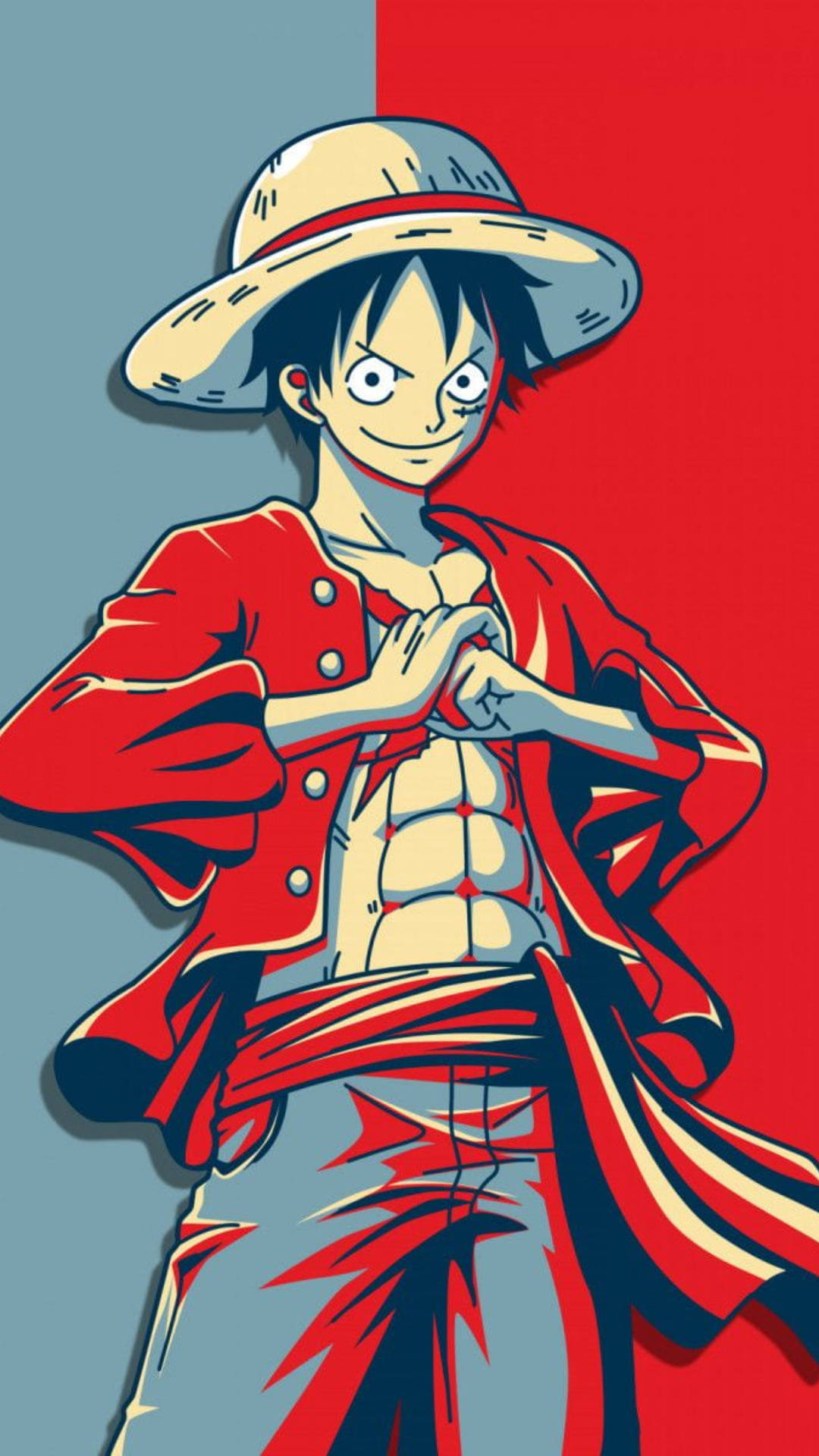 Cadet Blue And Red Luffy Aesthetic Background