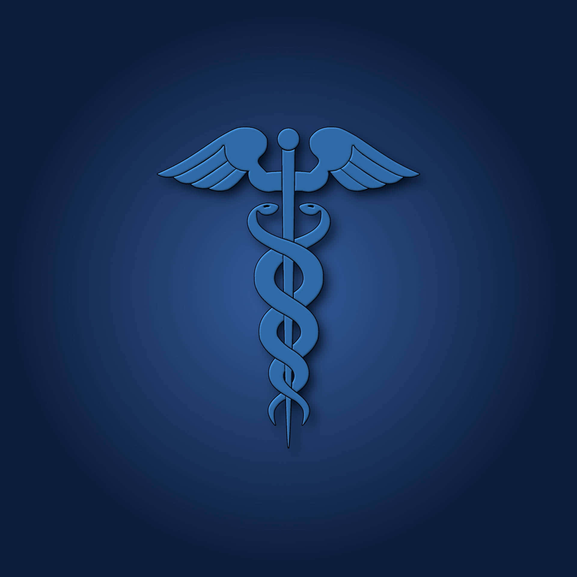 Caduceus Medical Symbol Blue Background