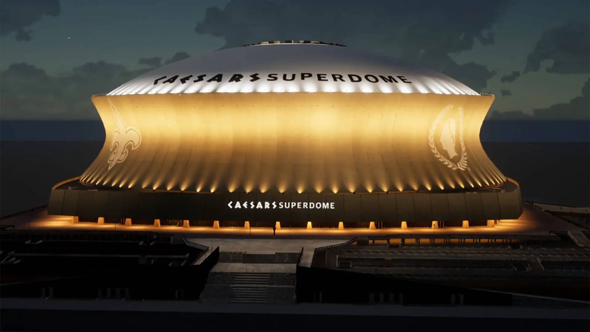 Caesars Superdome At New Orleans City Background