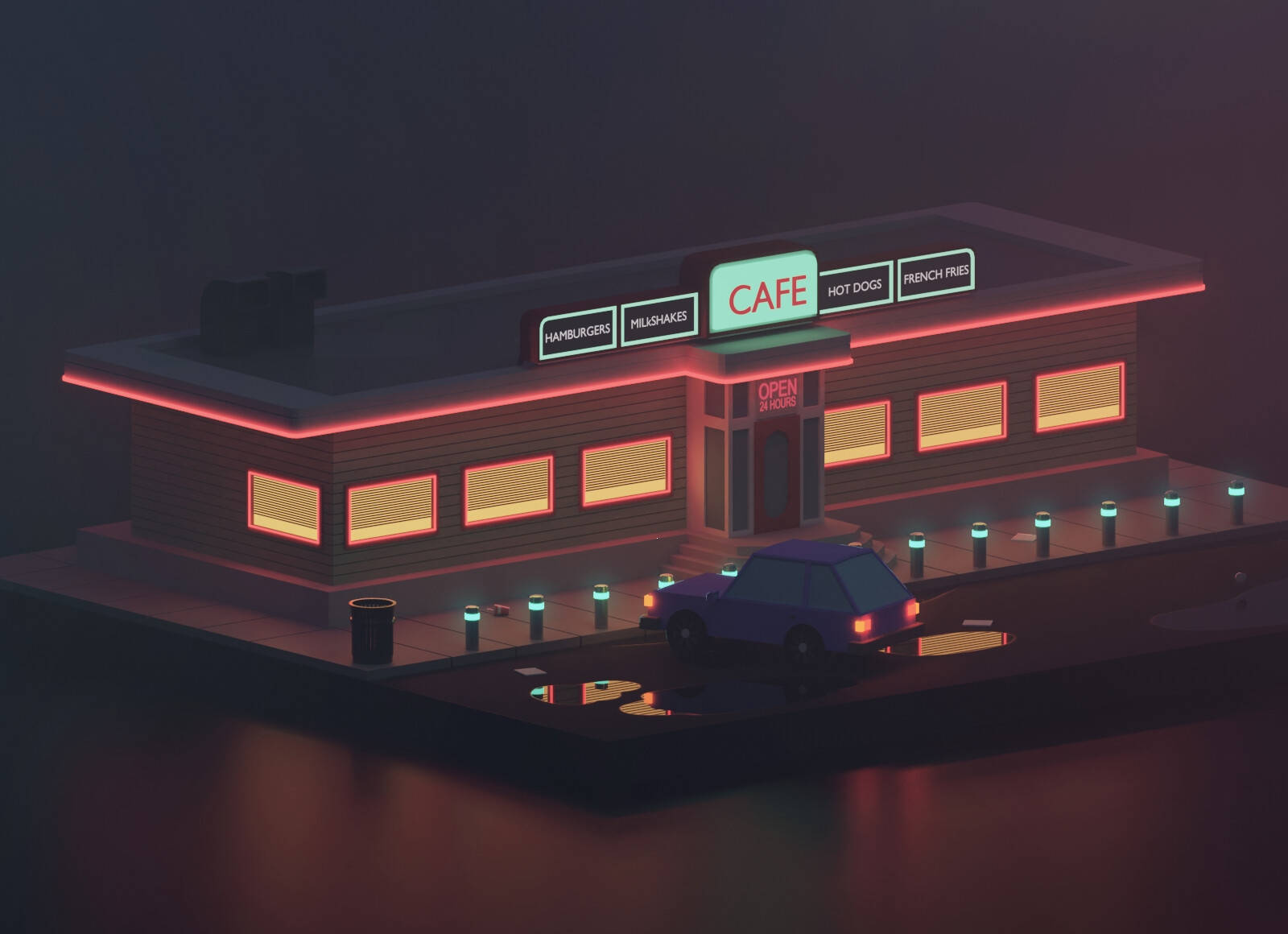 Cafe 3d Digital Art