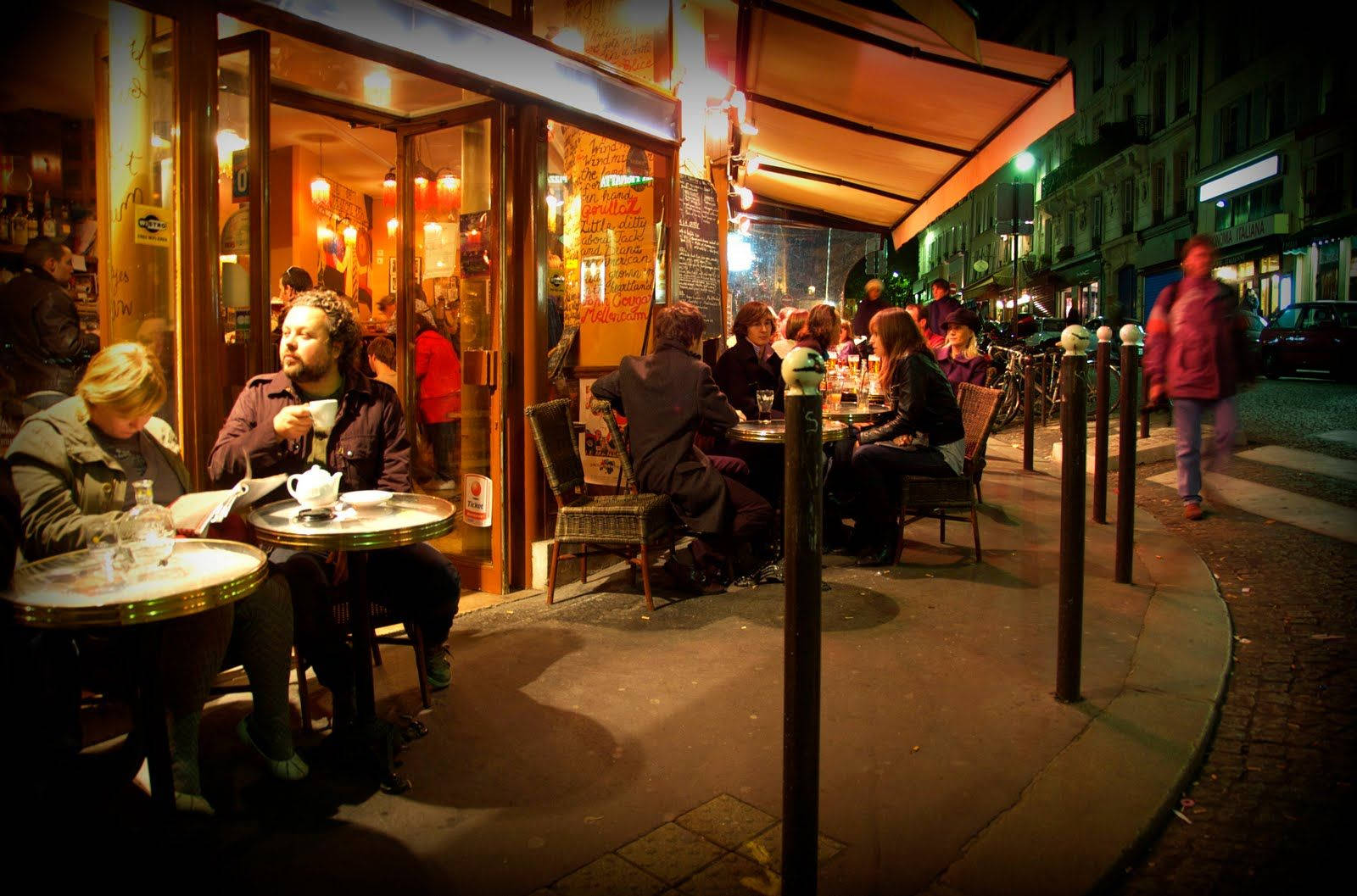 Cafe Filled With People At Night
