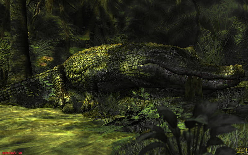 Caiman Inside A Den