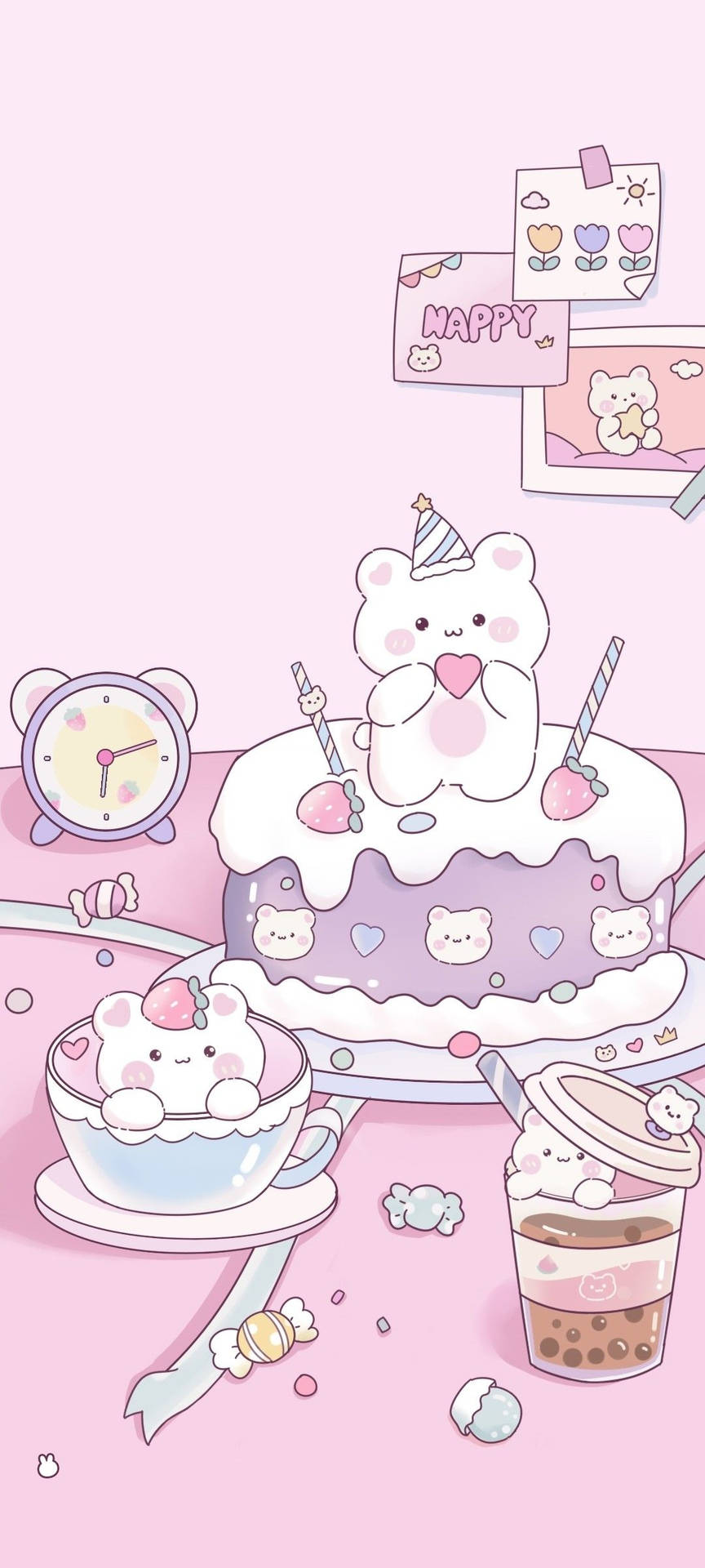 Cake And Tea Soft Aesthetic Background
