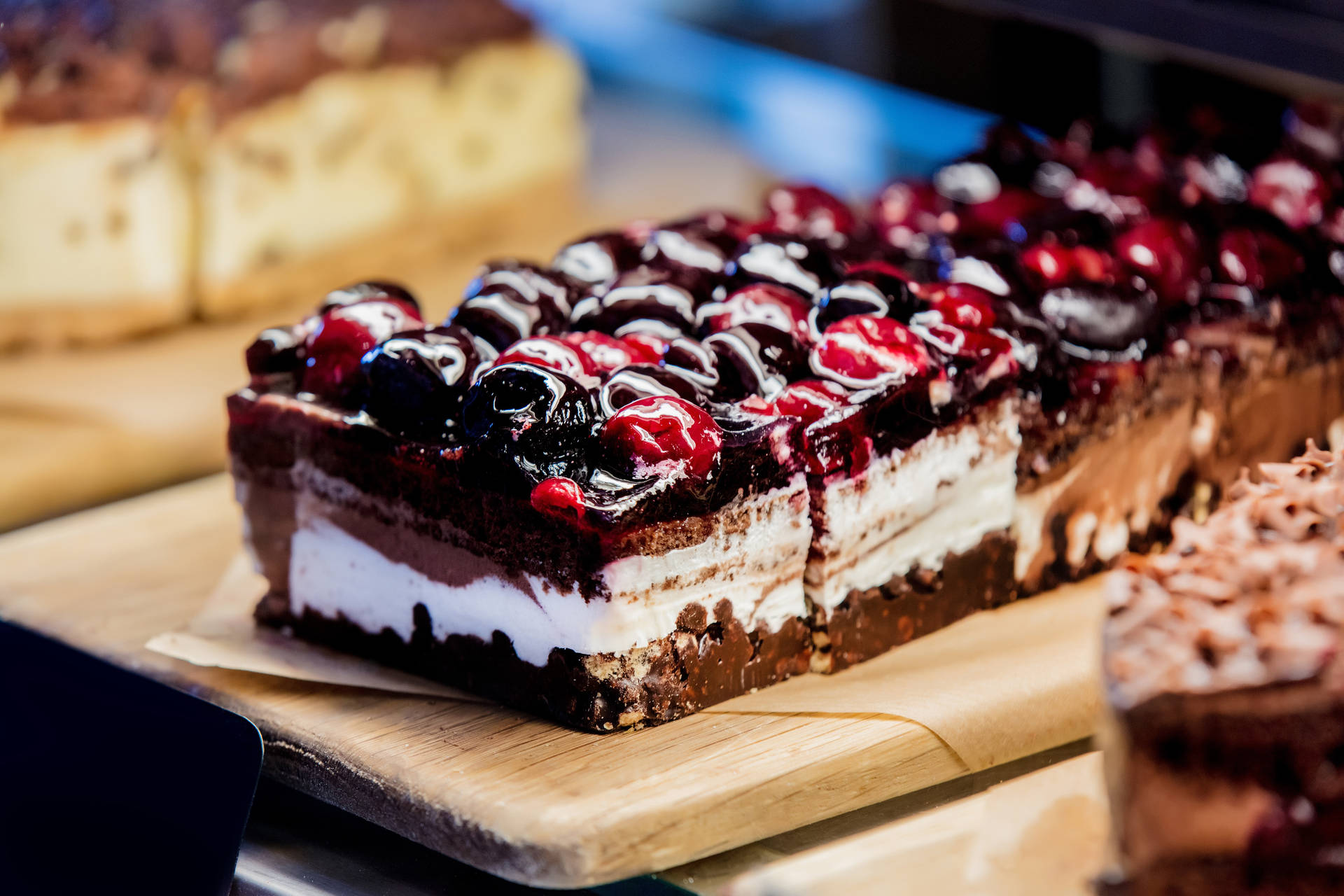 Cake Pastries With Cherries Background