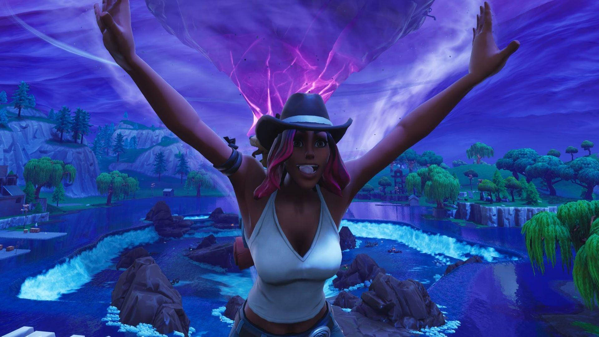 Calamity Fortnite Hands Up Background