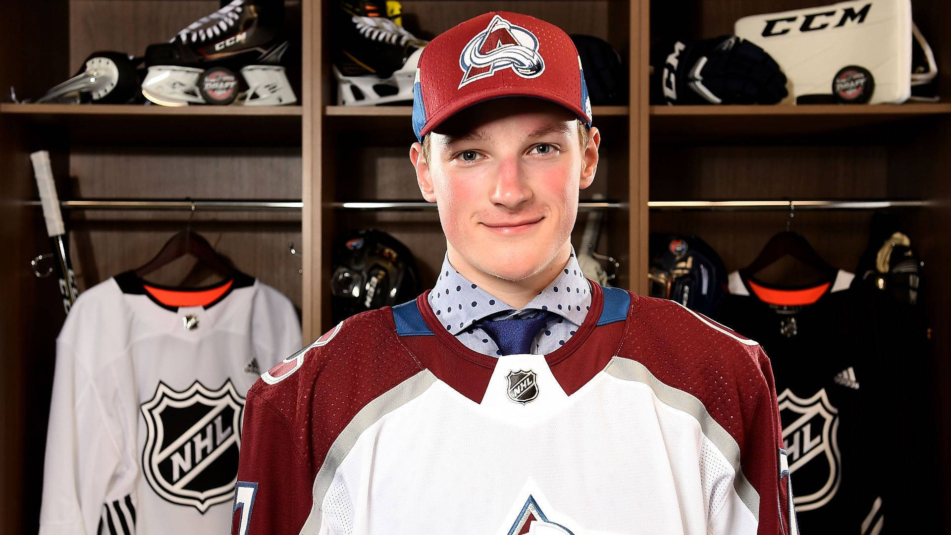 Cale Makar Celebrating His Draft Day Background