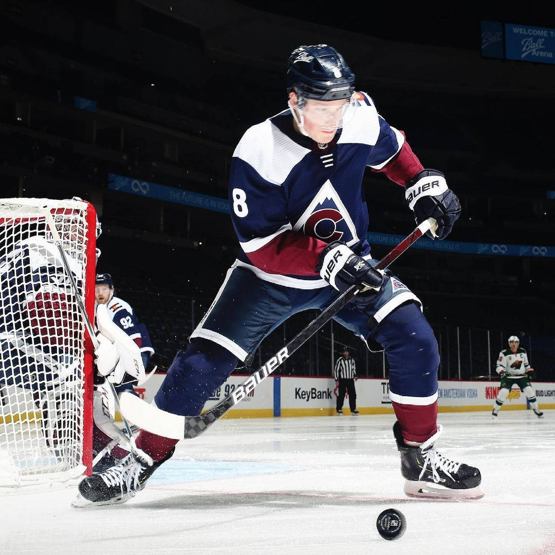 Cale Makar, The Ice Warrior In Dark Blue Uniform Background