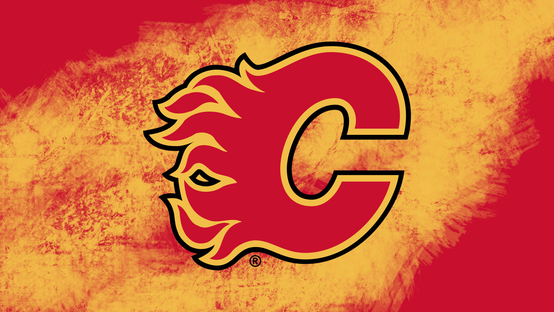 Calgary Flames Logo In Abstract Yellow Background