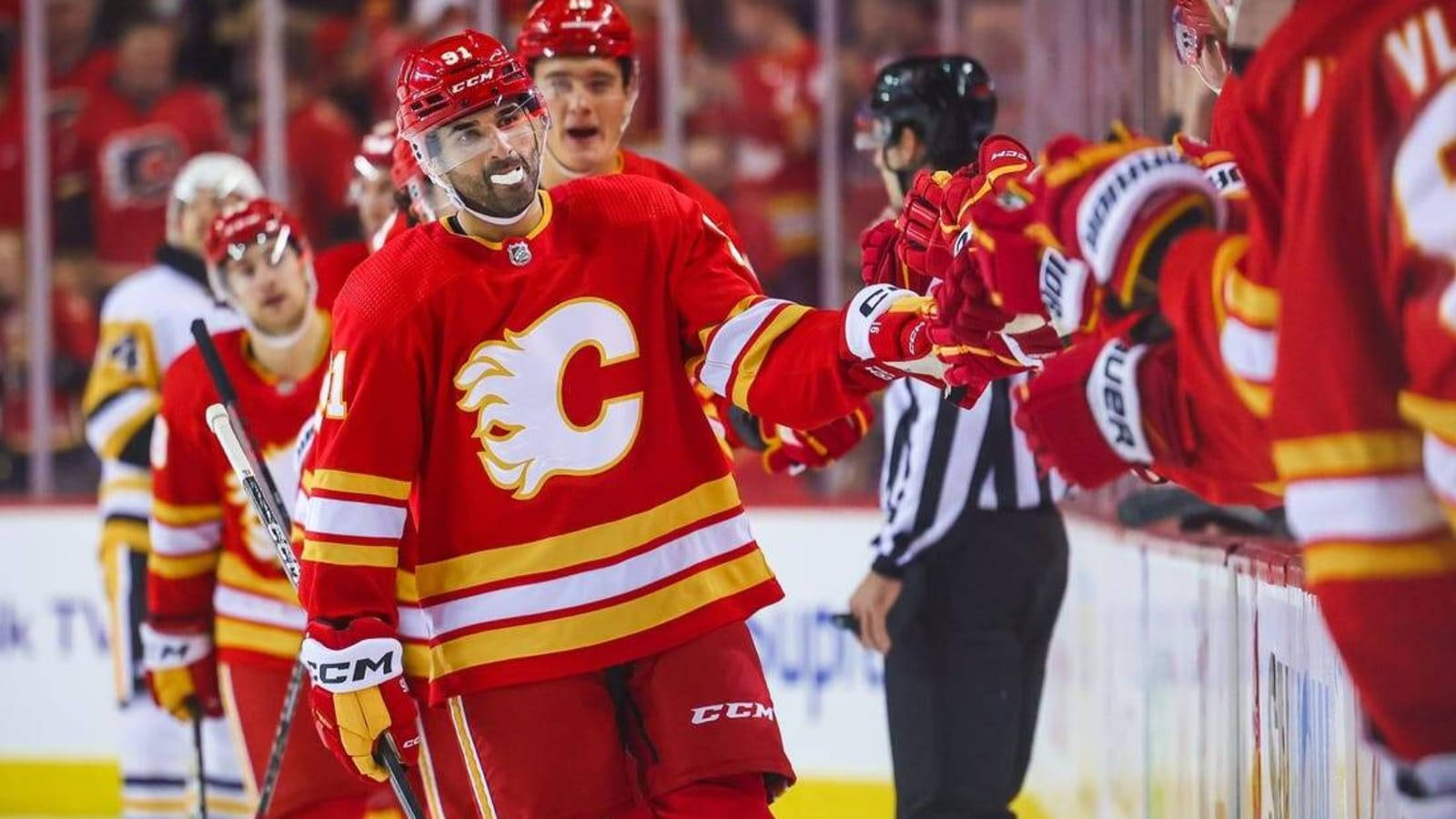 Calgary Flames' Star Nazem Kadri In Action Background