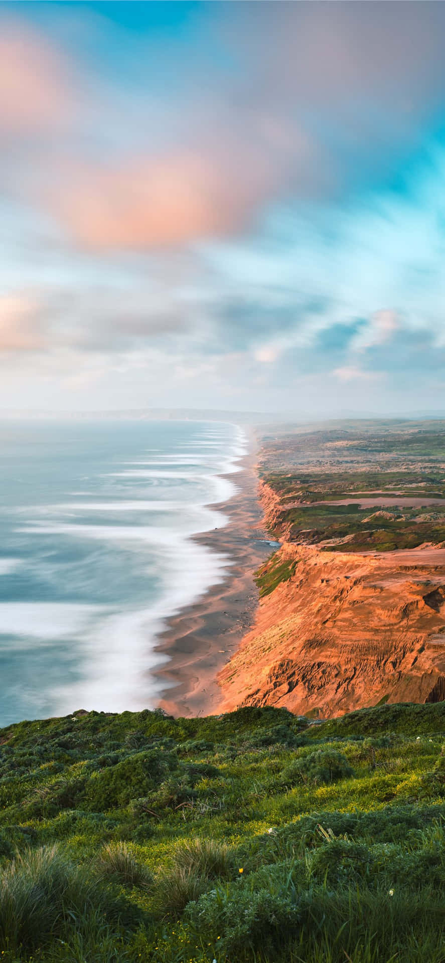 California Aesthetic Cliff Near Sea Background