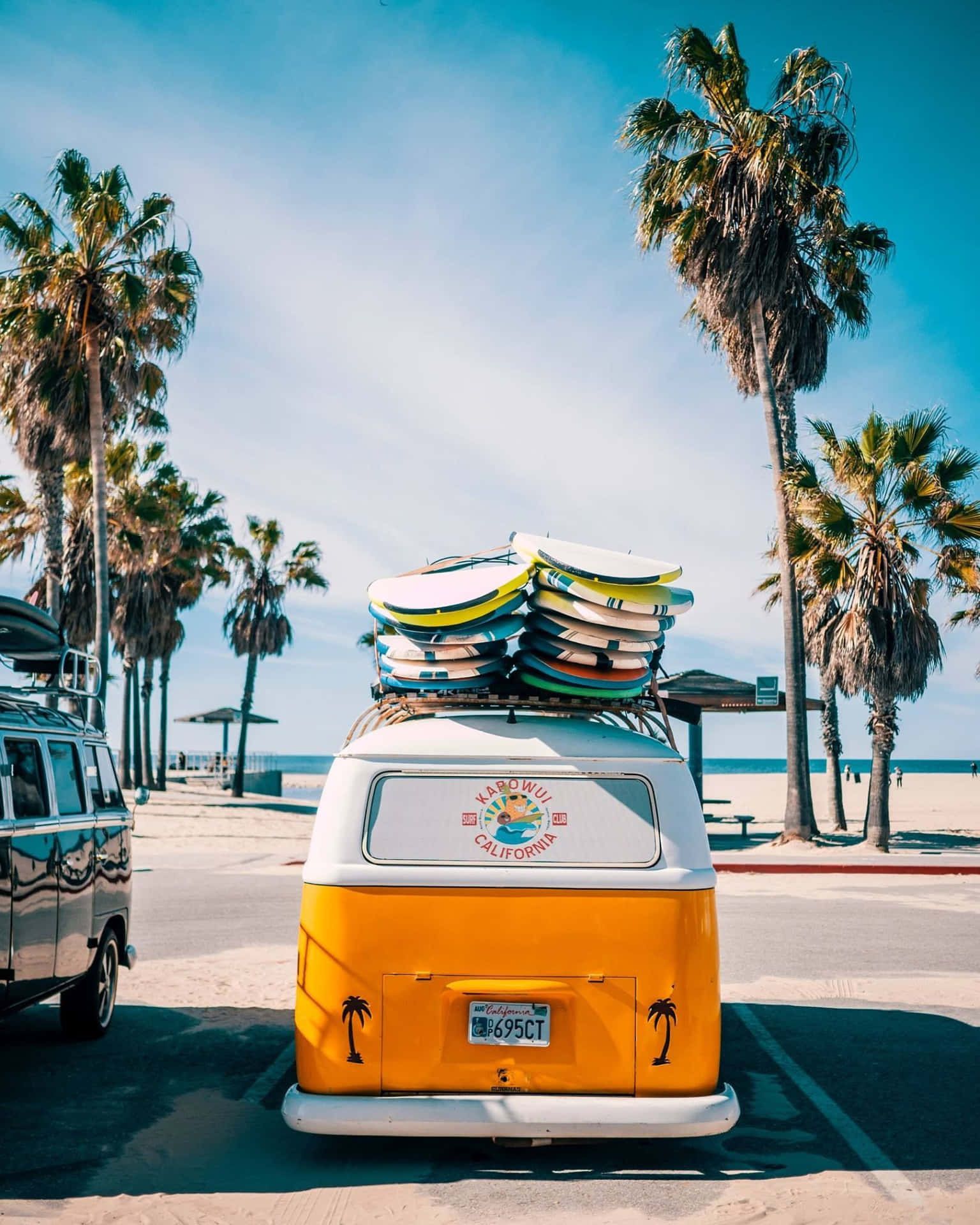 California Aesthetic Yellow Van Background