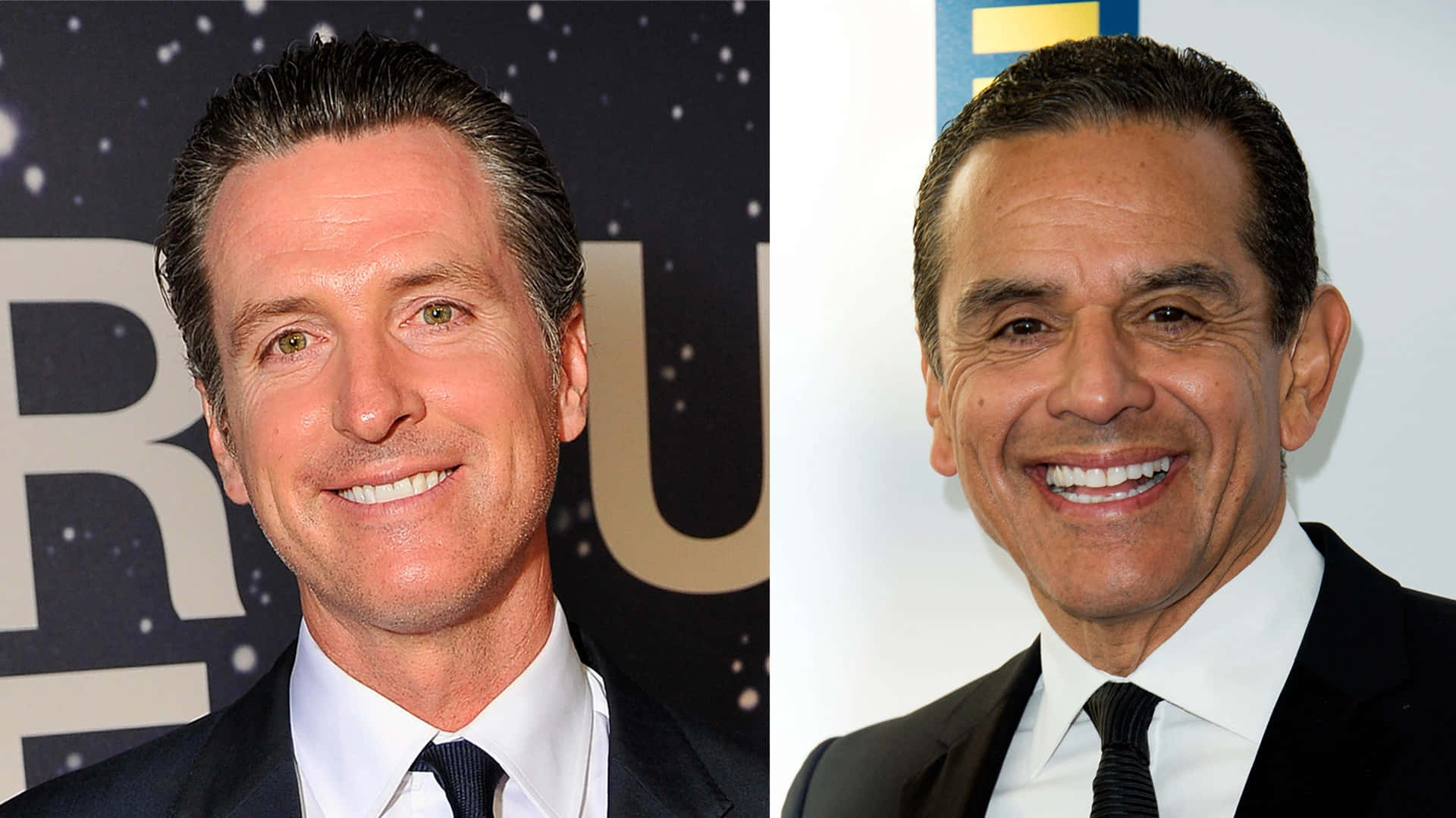 California Governor Gavin Newsom And Mayor Antonio Villaraigosa Background
