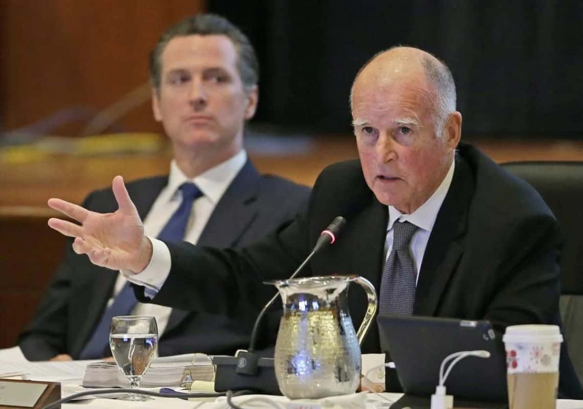 California Governors Jerry Brown And Gavin Newsom Background