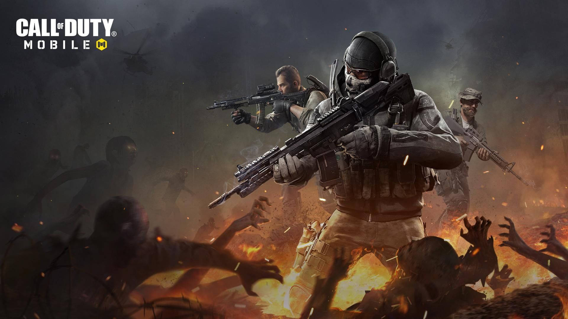 Call Of Duty Mobile Logo Fiery Battlefield Background