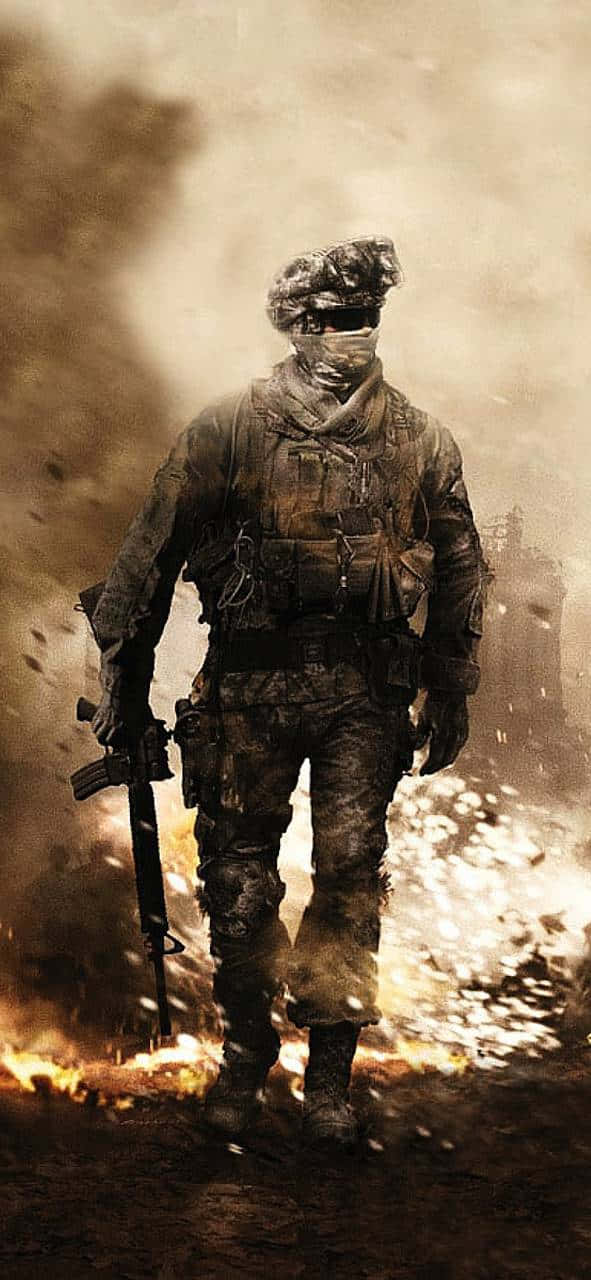 Call Of Duty Modern Warfare Soldier In Battlefield Iphone Background