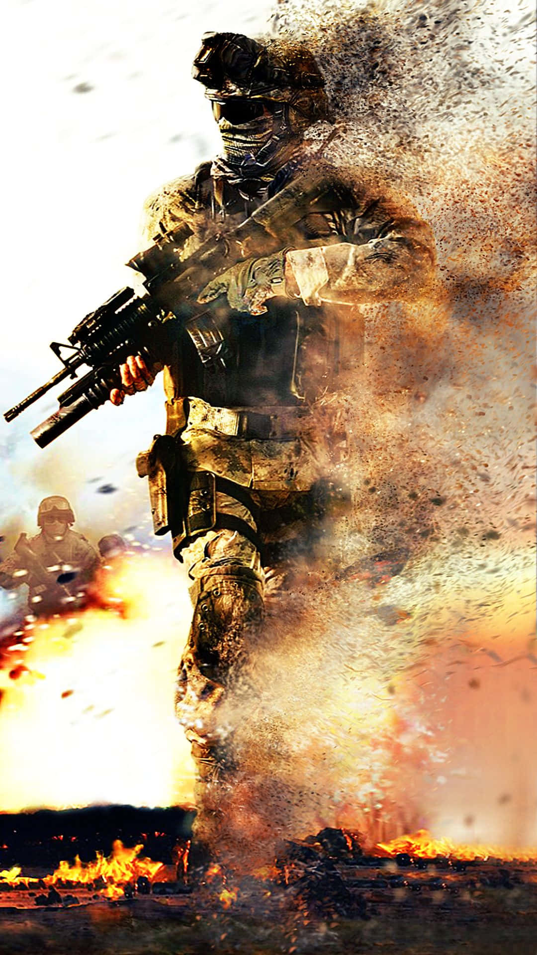 Call Of Duty Modern Warfare Soldier In Flames Iphone Background