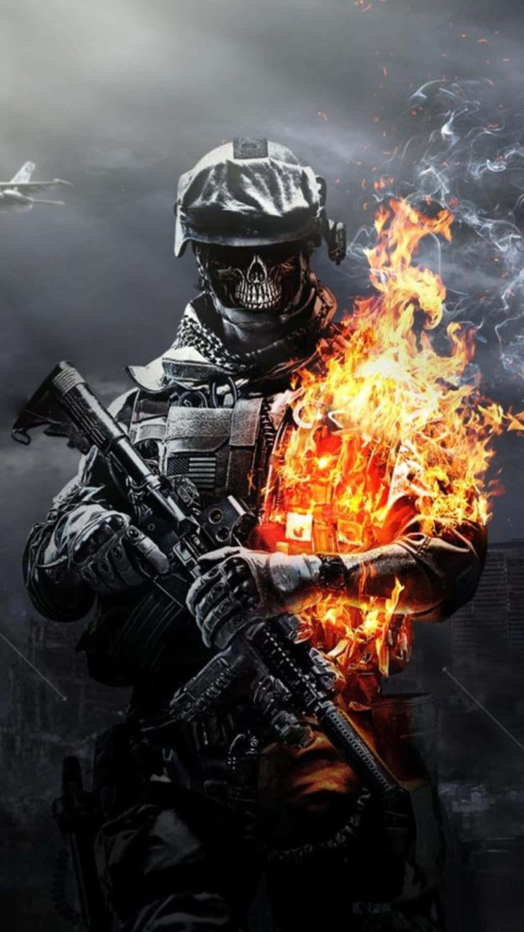 Call Of Duty Modern Warfare Soldier On Fire Iphone Background