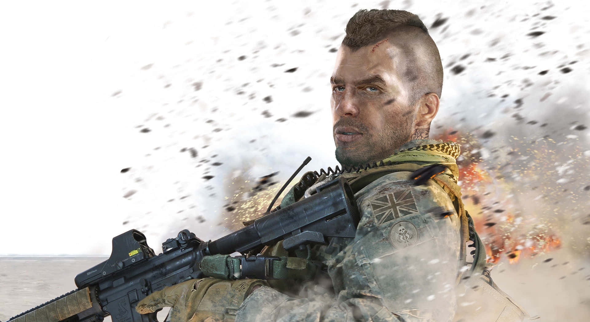 Callof Duty Modern Warfare Soldier Explosion Background