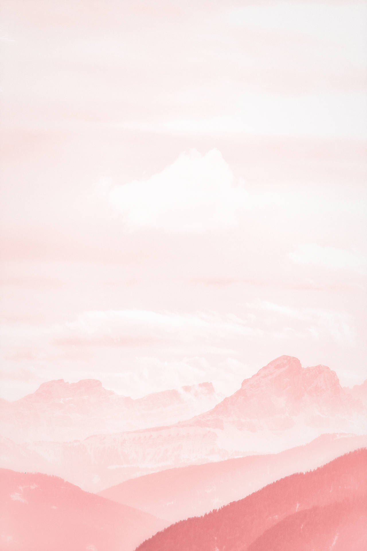 Calm Aesthetic Pink Mountain Background