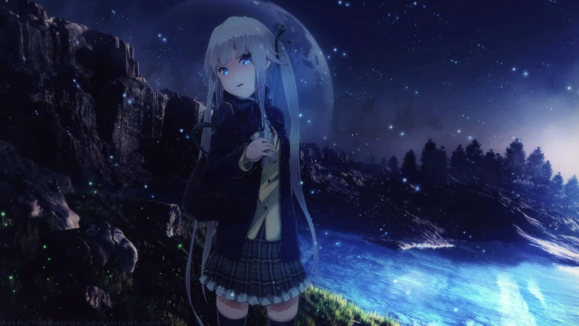 Calm Anime Blue Lake