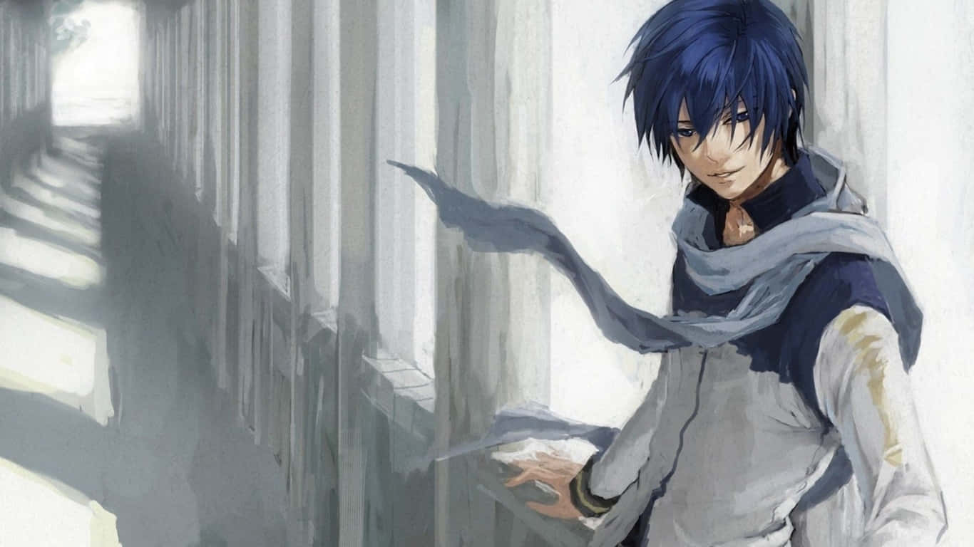 Calm Anime Boy Columns Background