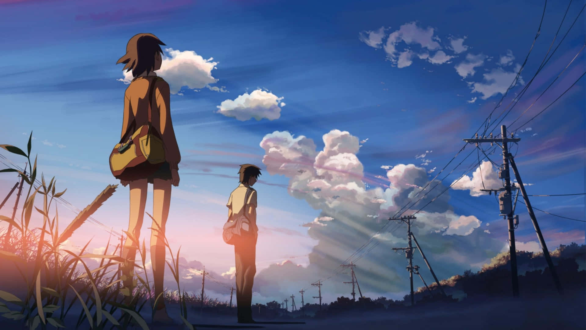 Calm Anime Girl With Guy Background