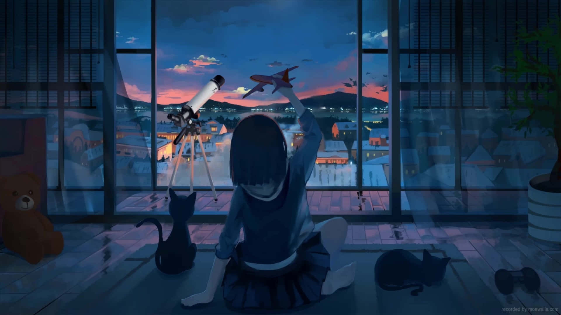 Calm Anime Playing Airplane Background
