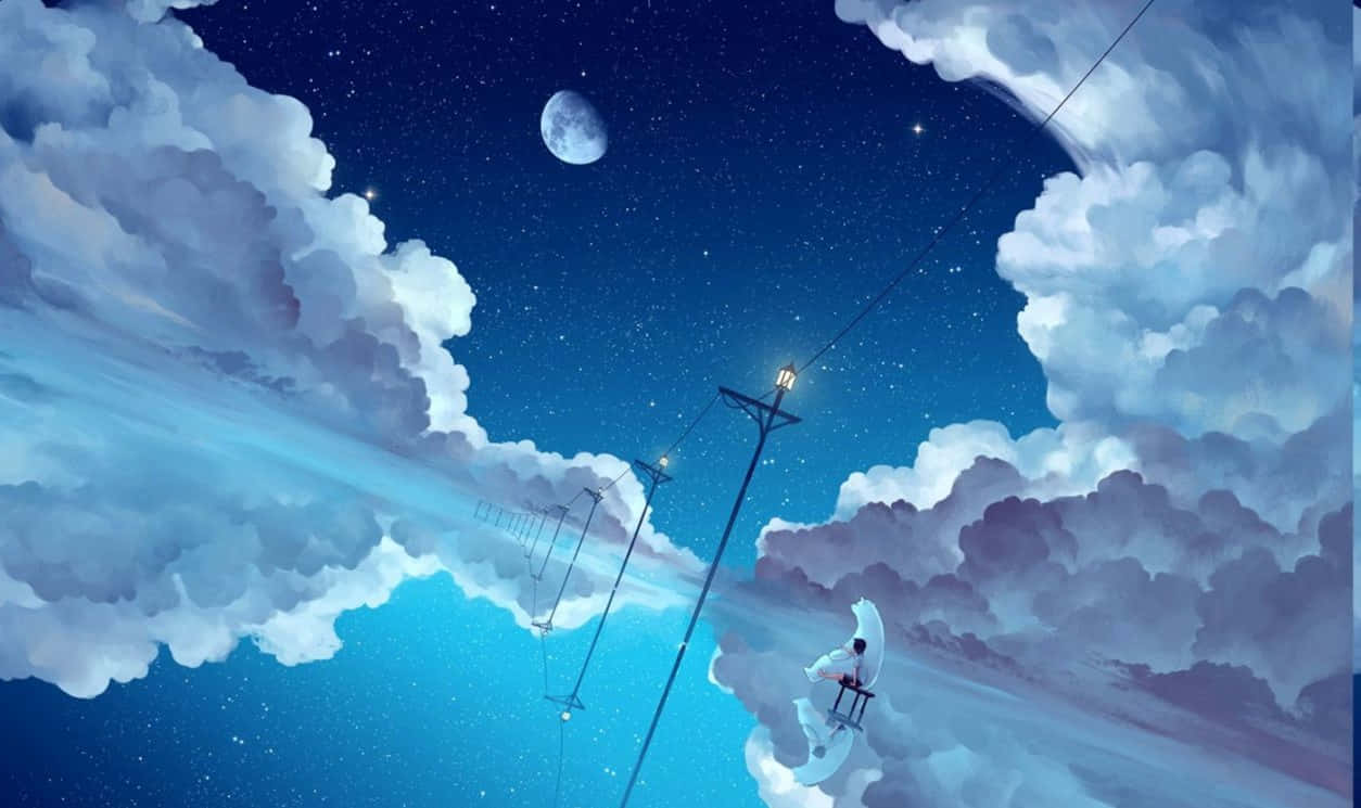 Calm Anime Starry Night Background