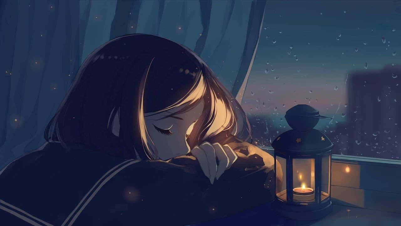 Calm Anime Student Sleeping Background
