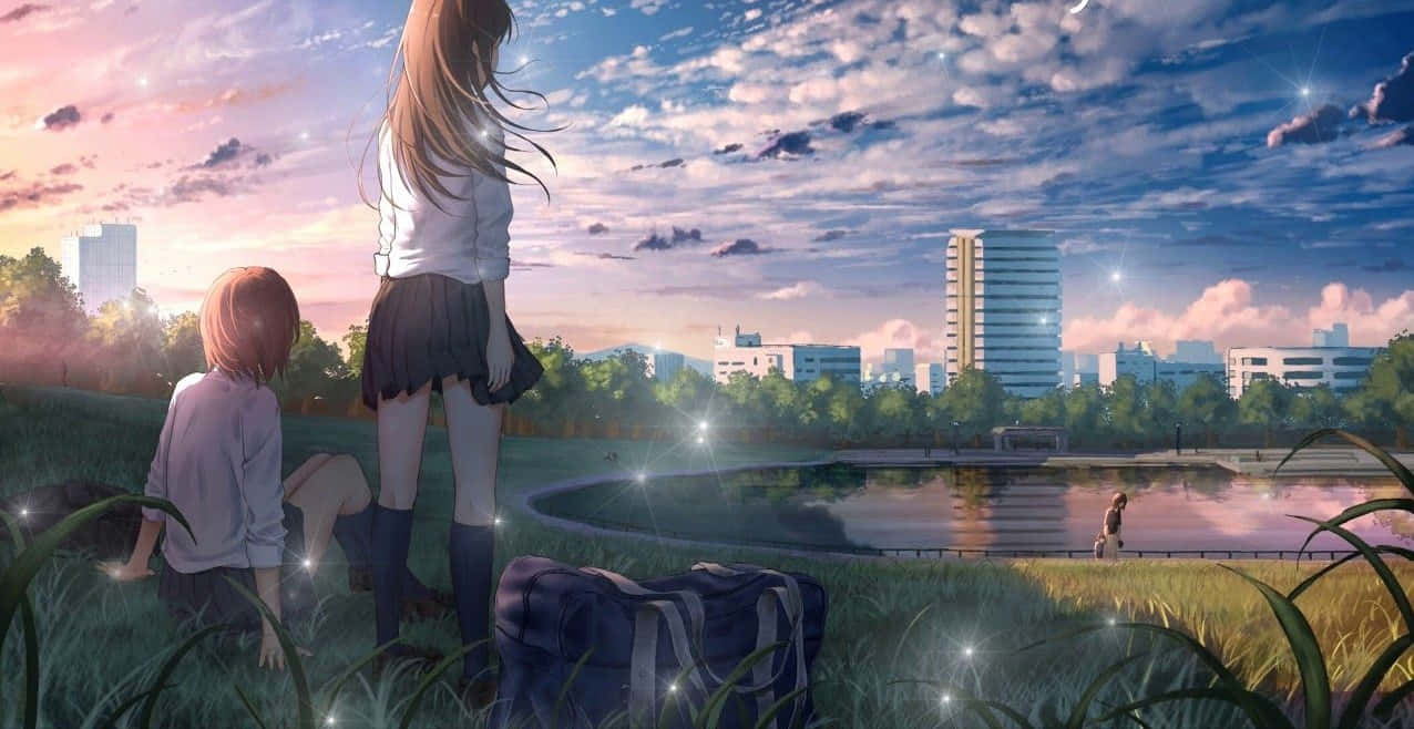 Calm Anime White Sparkles Background