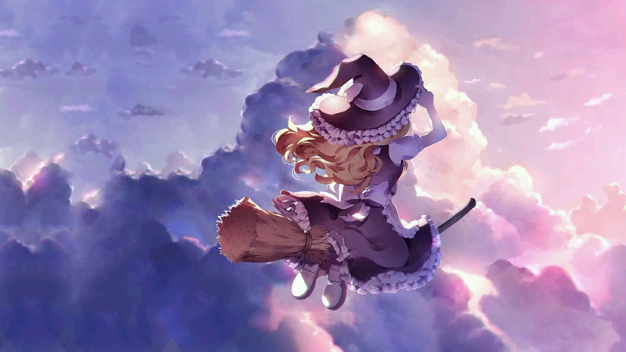 Calm Anime Witch Girl Flying