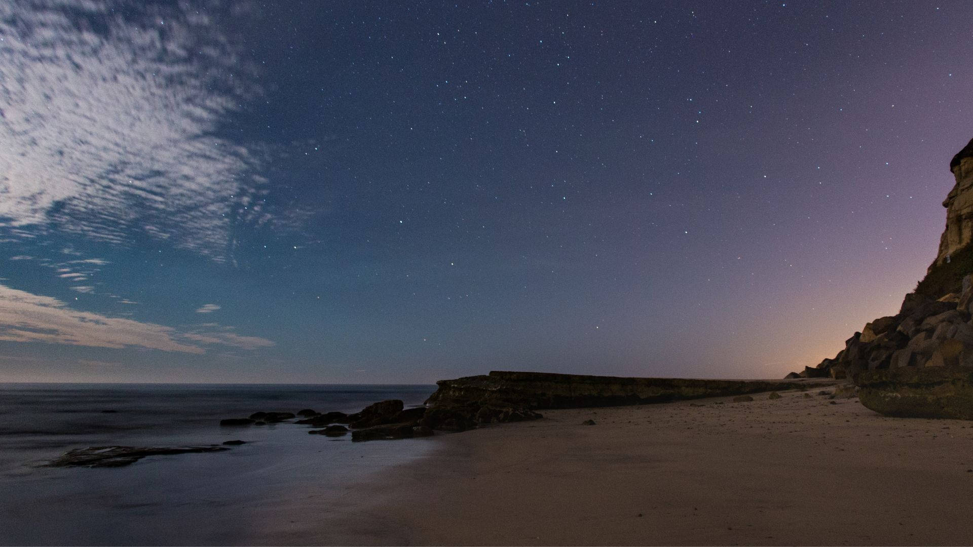 Calm Beach Night Area Background