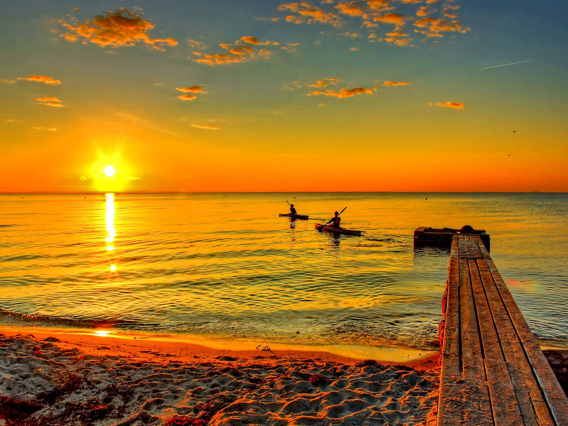 Calm Beach With Sun Rise