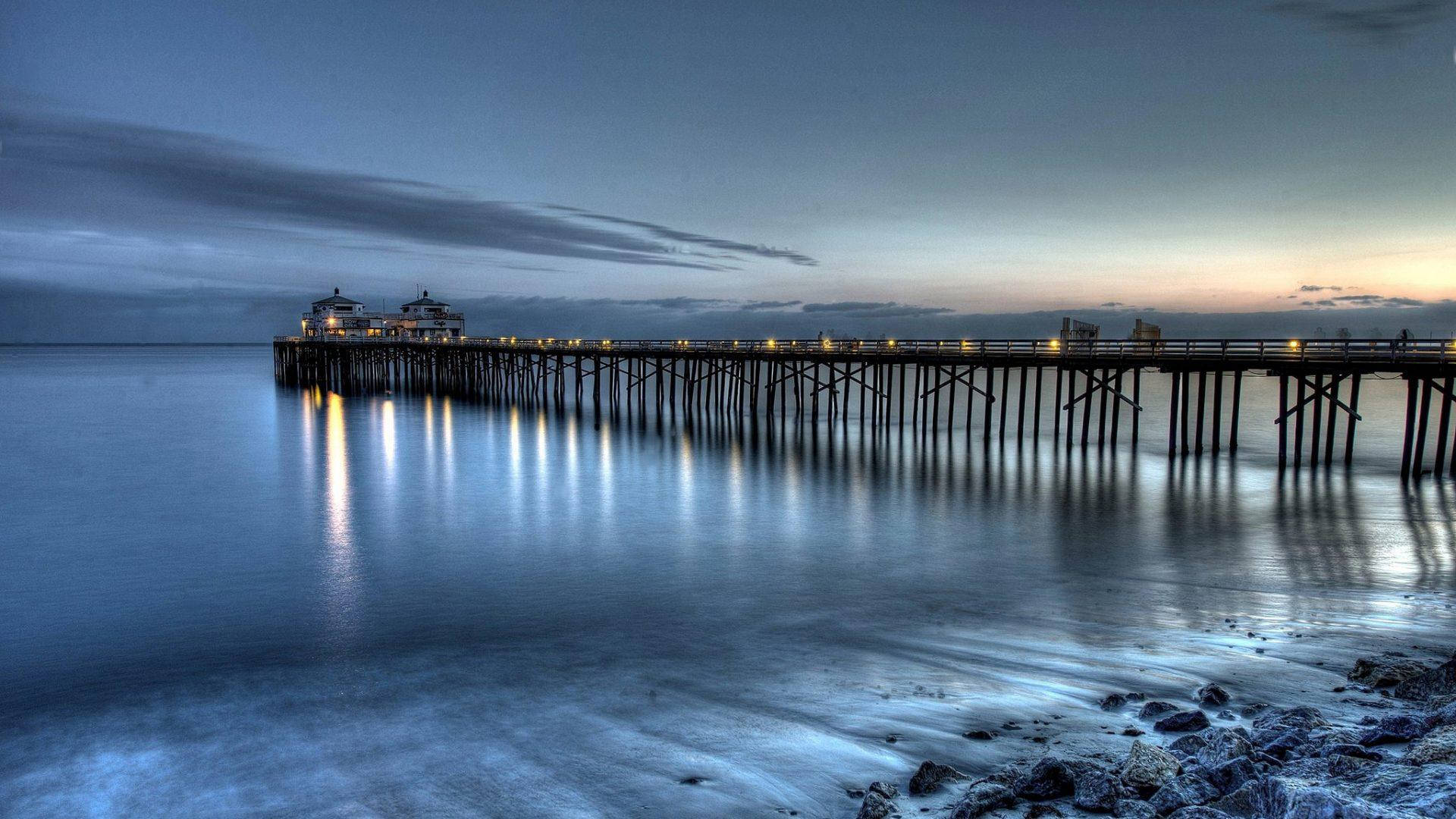 Calm Blue Sea Of Malibu Beach Background