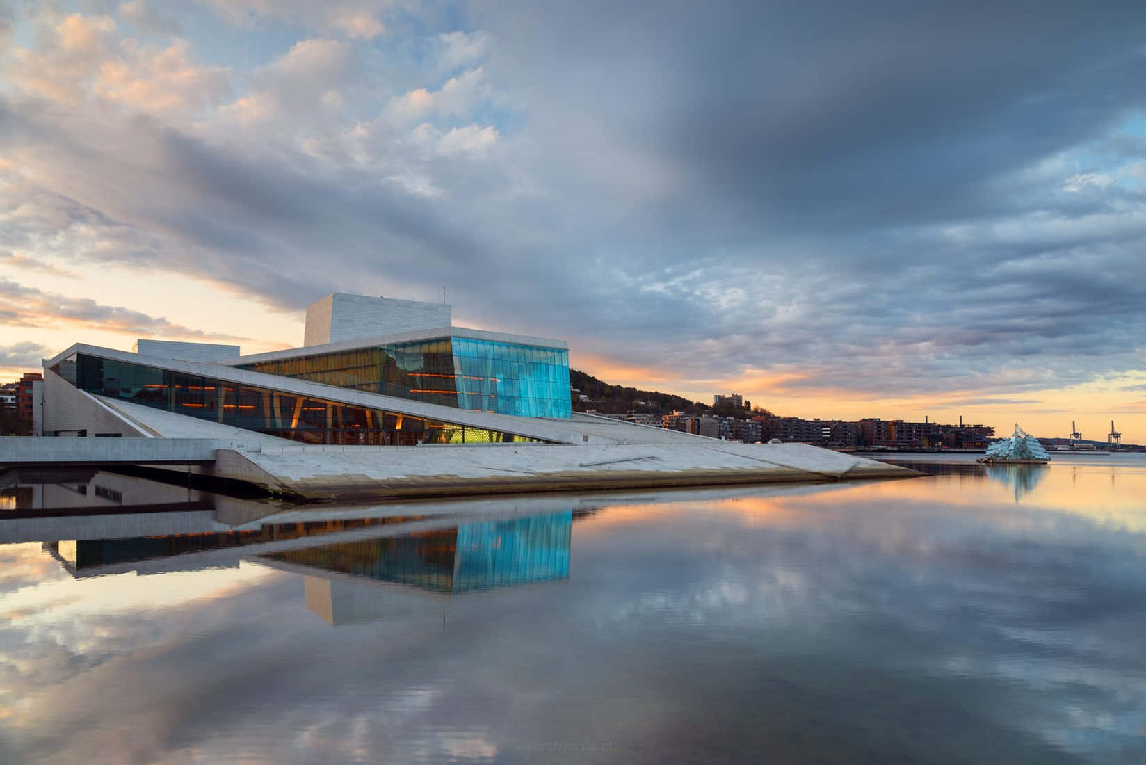 Calm Harbor Around Oslo Opera House