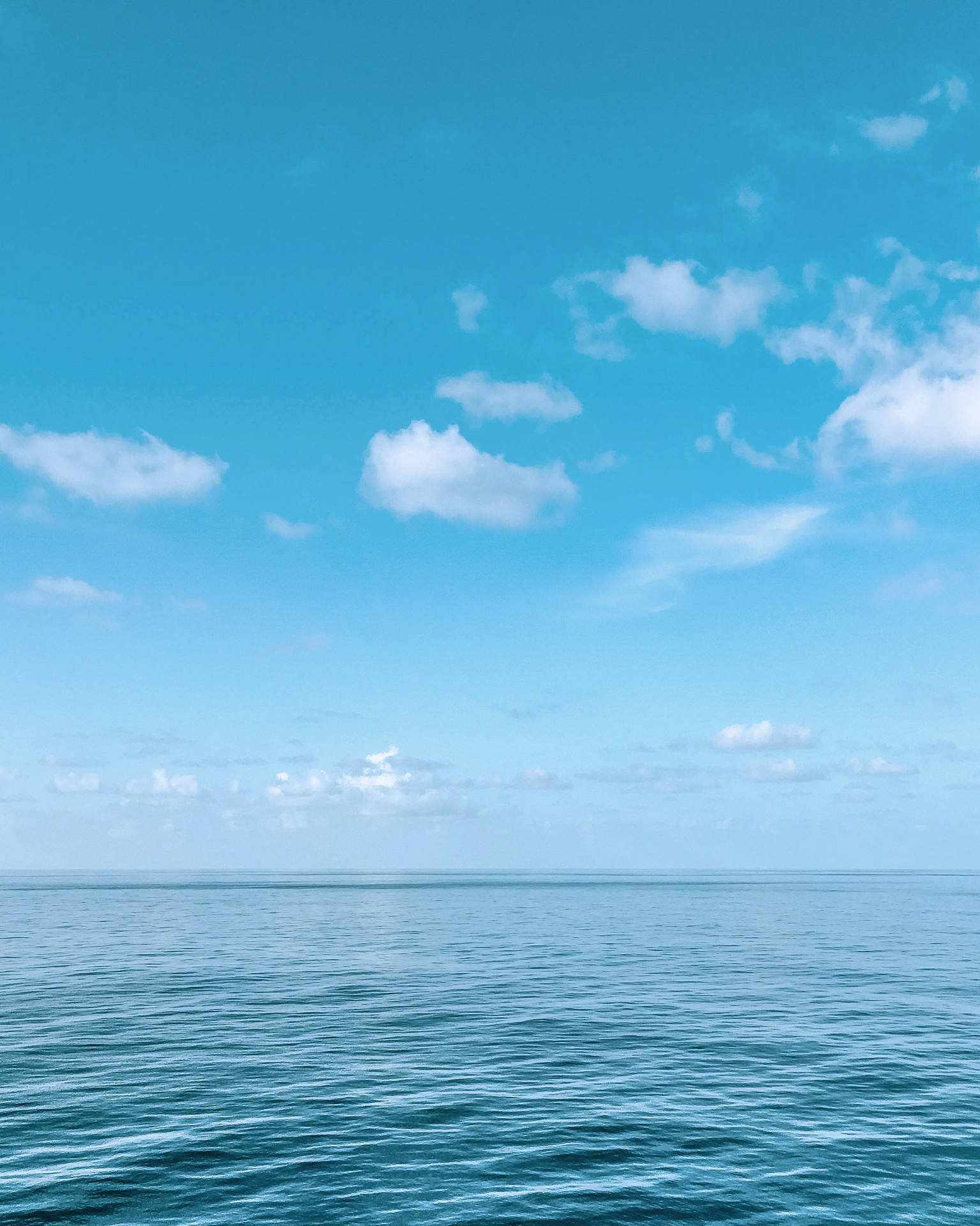 Calm Sea And Blue Sky Horizon Background