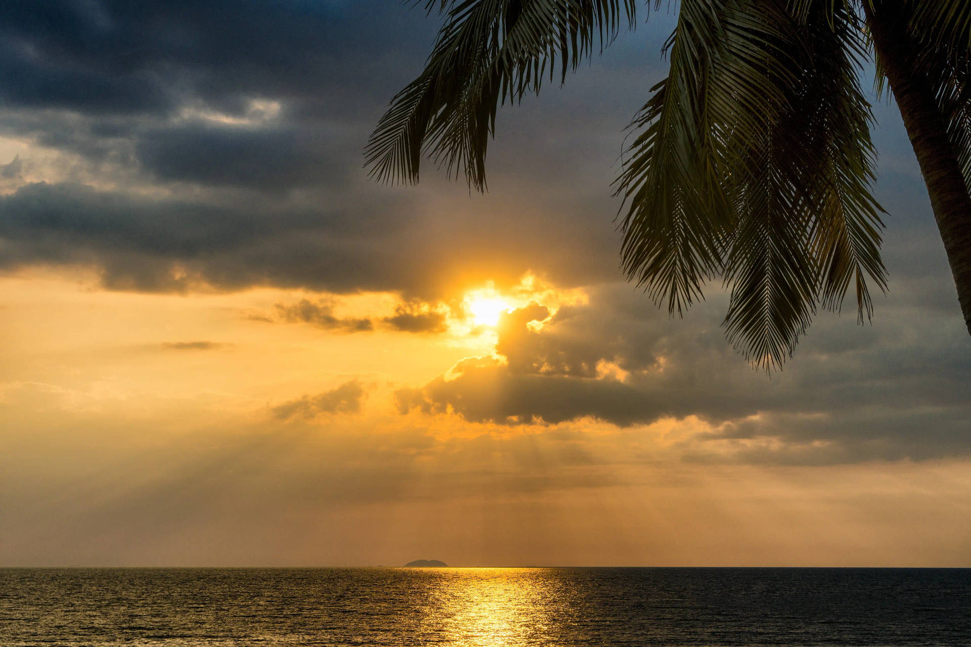 Calm Sea Background And Sun