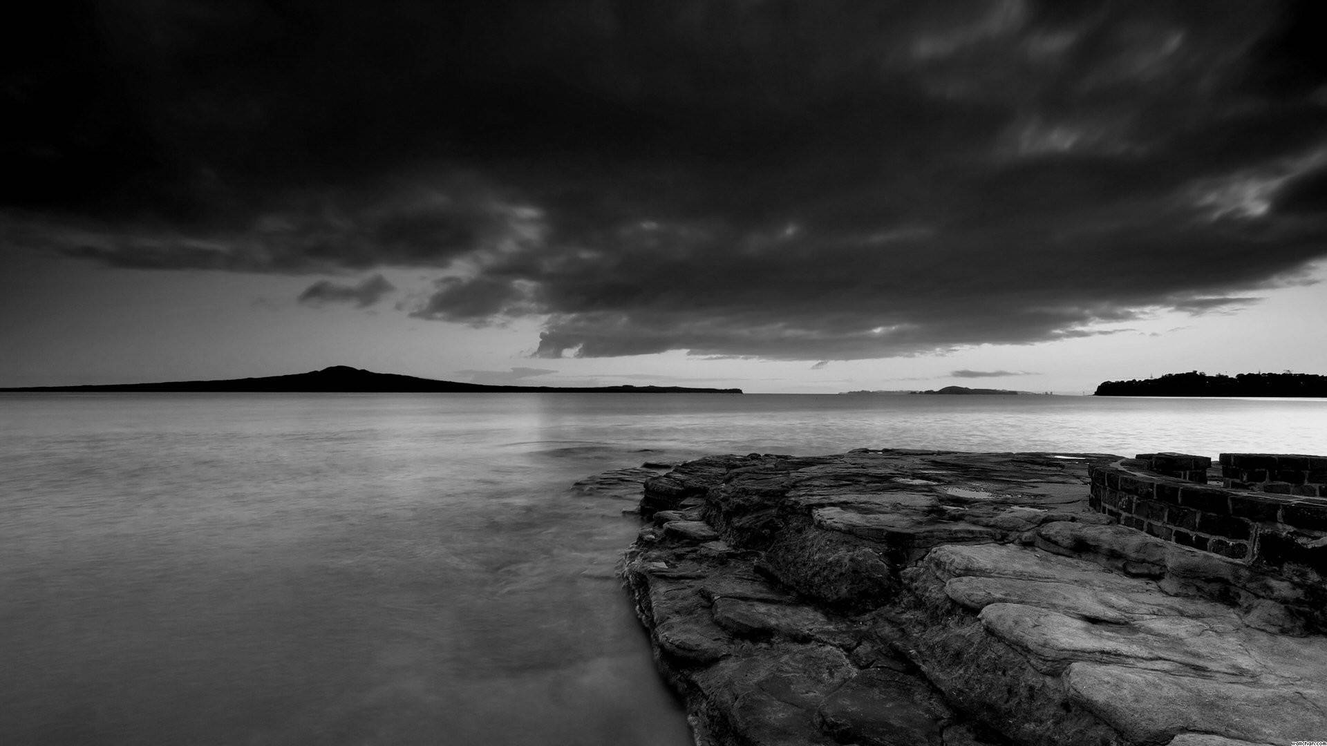 Calming Black And White Sea Background