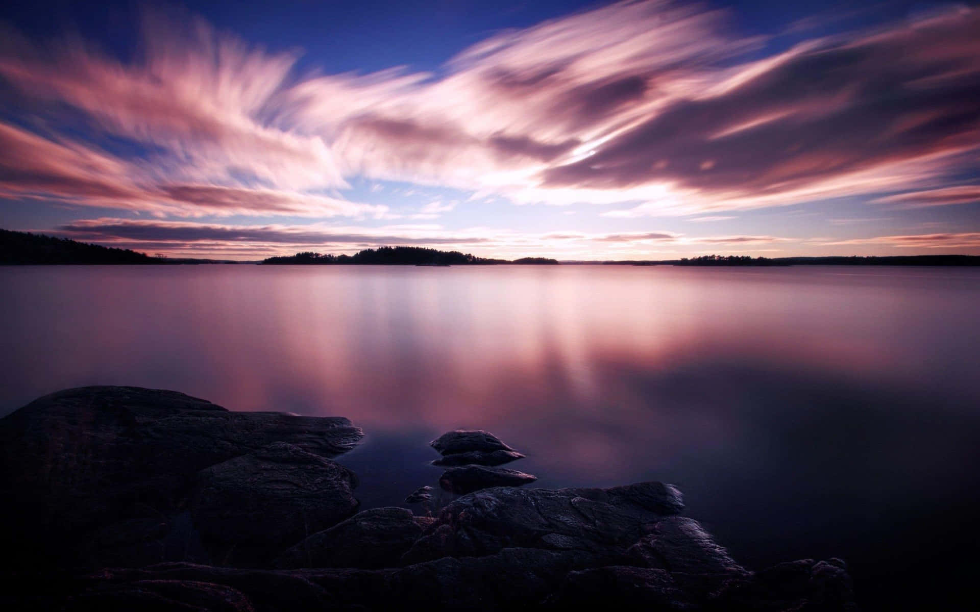 Calming Desktop Purple Sunset Sky Background