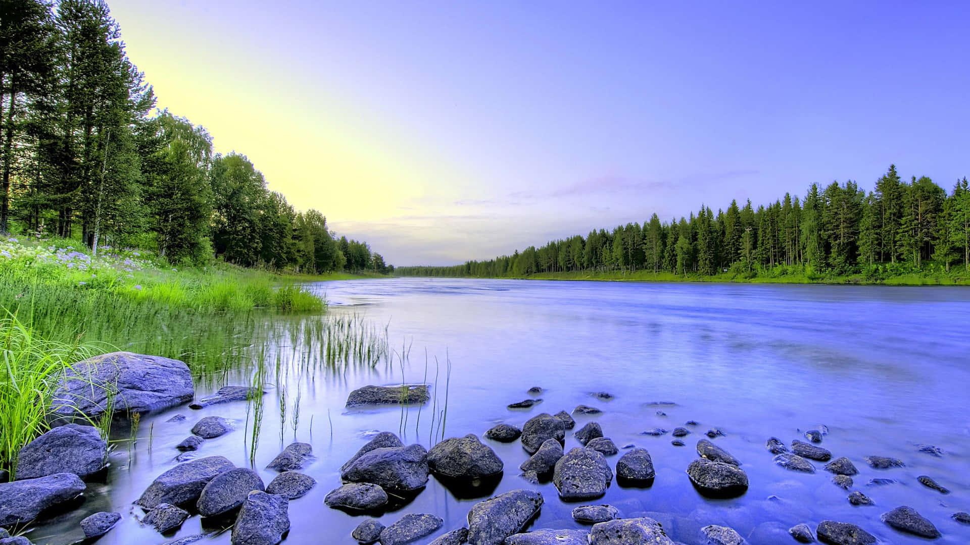 Calming Desktop River Background