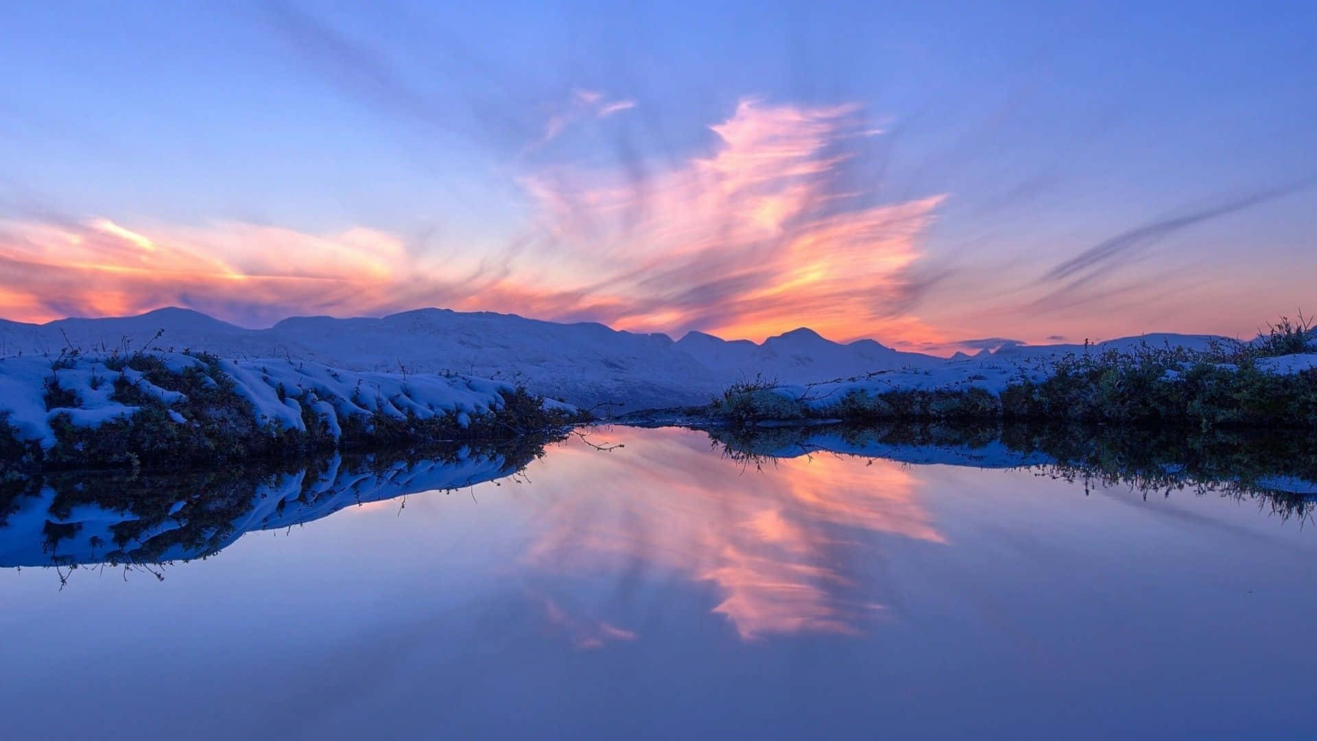 Calming Desktop Snowy Mountain Background