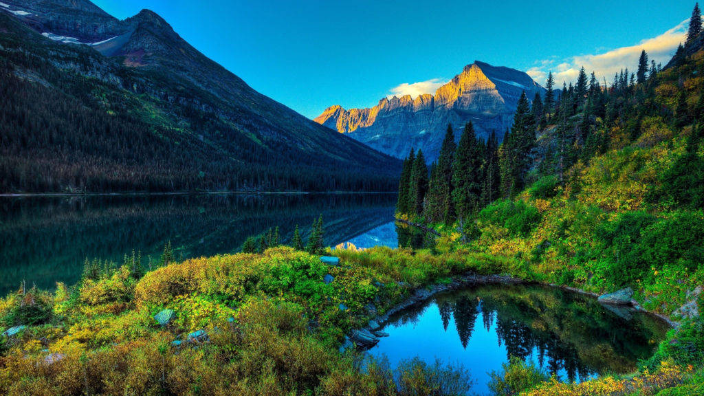 Calming Hd Mountain Lake Background