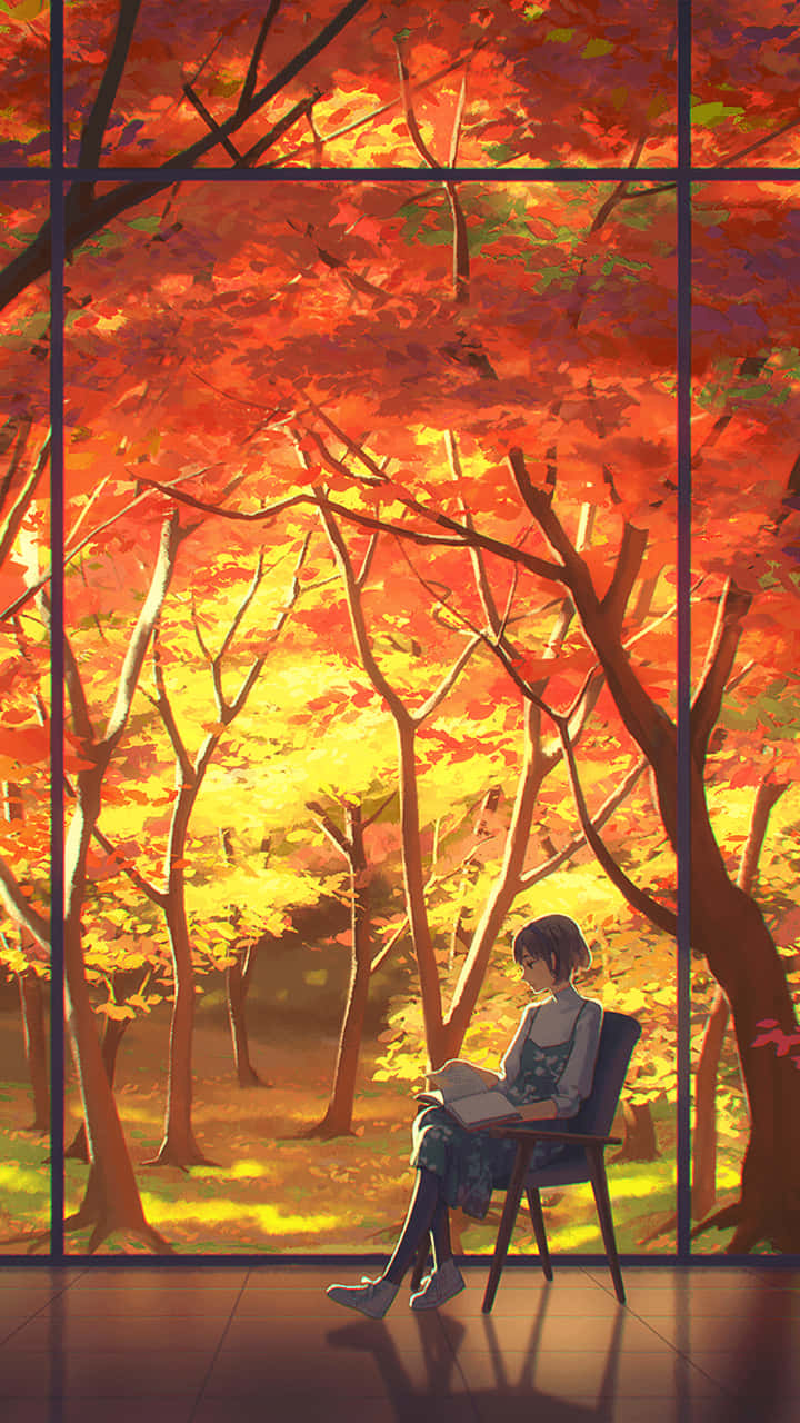 Calming Orange Anime Scene