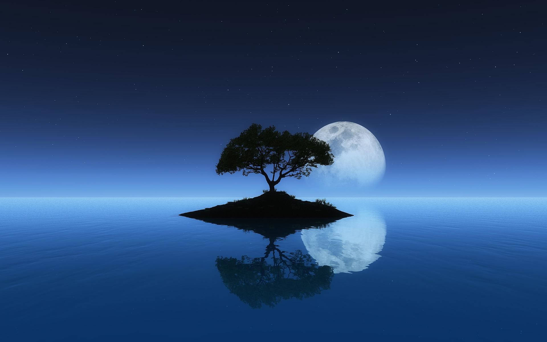 Calming Reflection Of The Full Moon Background
