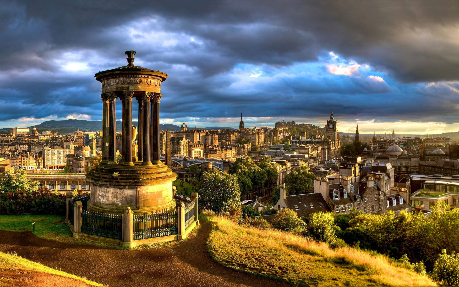 Calton Hill Near Edinburgh Castle Background