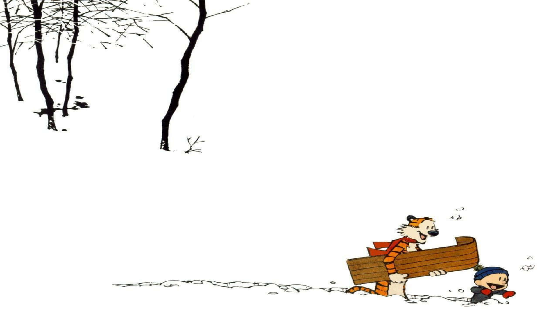 Calvin And Hobbes 4k Snow Sledding